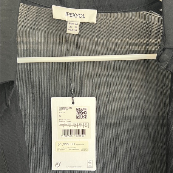 NWT ABSOLUTELY CHIC Ipekyol Sheer Asymetric Black Blouse - Picture 4 of 7